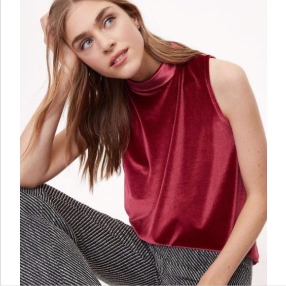 LOFT Velvet Mock Neck Swing Shell Blouse Top XL - Picture 4 of 4